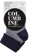 Columbine Merino Wool Blend Striped Crew, Navy