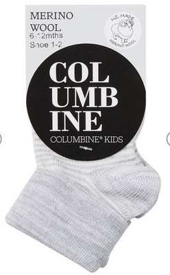 Columbine Merino Wool Blend Striped Crew, Grey Marle