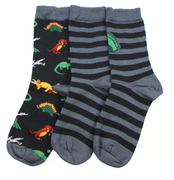 Columbine - Dino Bamboo Crew Socks 3 Pk - Charcoal/Black