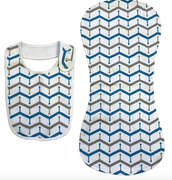 Hi Hop - Bib and Burp Cloth Set - Chevron Blue