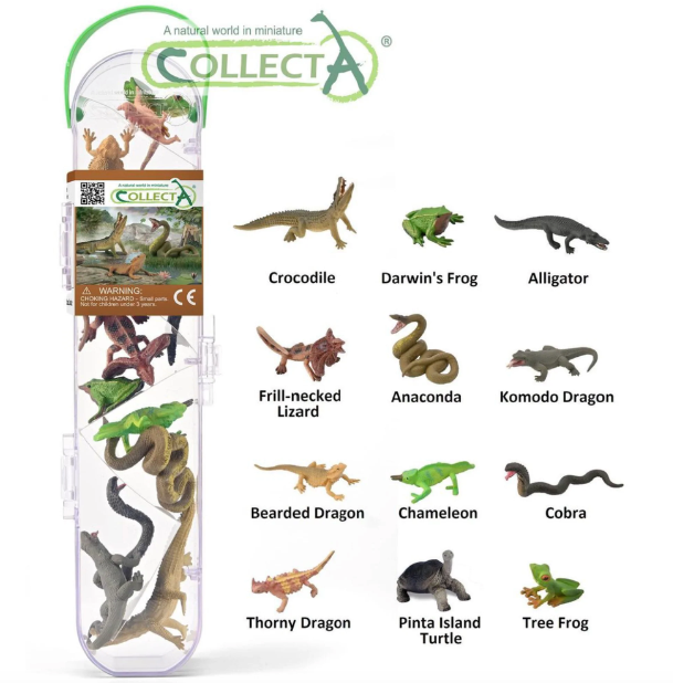 CollectA | Box of 10 Mini Reptiles & Amphibians | Grasshopper