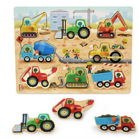 B. Toys | Wooden Peg Puzzle - Construction Vehicles