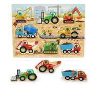 B. Toys | Wooden Peg Puzzle - Construction Vehicles