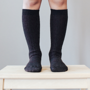 Lamington | Merino Wool Knee High Socks Black Cable