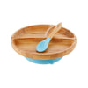 Avanchy - Bamboo Suction Toddler Plate + Spoon - Blue
