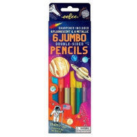 eeBoo | 6 Jumbo Double Sided Fluro & Metallic Pencils - Solar System