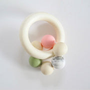 Gepetto - 5  Bead Teething Ring - Pastel Pink