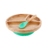 Bamboo Suction Toddler Plate + Spoon - Green