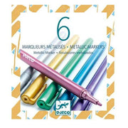 Djeco - 6 Metallic Markers - Fine Tipped